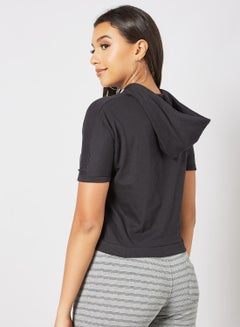 Campus Sutra Slogan Printed Drawstring Neck Hoodie Black/White  - Image 3