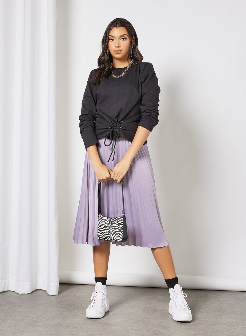 Campus Sutra Solid Pattern Loops Detail Sweatshirt Black  - Image 2