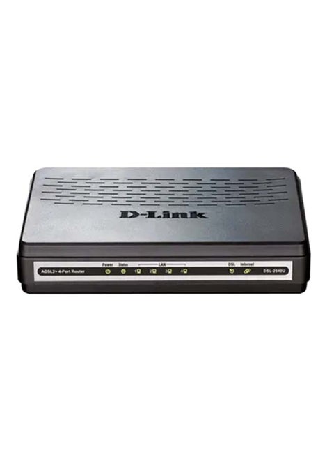راوتر إيثرنت ADSL2+ رباعي المنافذ مزود بمفتاح مدمج طراز DSL-2540U ADSL2 أسود