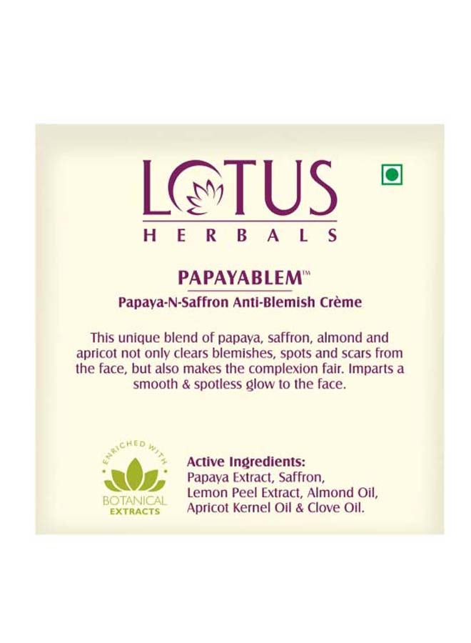 LOTUS HERBALS Papayablem Papaya-N-Saffron Anti-Blemish Creme 50grams  - Image 2