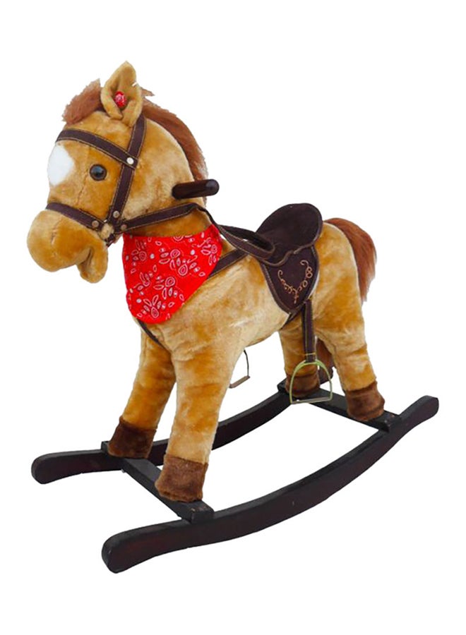 Baby Toy - Musical Rocking Horse Pp Cotton Filling With Soft Padded Saddle And Flip-Up Harness Brown Color 9.39x6.02x2.4cm - Image 1