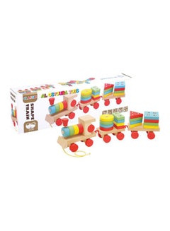 Alostoura Colorful Classic Train Shaped Wooden Geometric Shape Sorter Play Set For Kids 41x12.7x7cm  - Image 1
