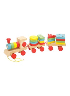 Alostoura Colorful Classic Train Shaped Wooden Geometric Shape Sorter Play Set For Kids 41x12.7x7cm  - Image 2