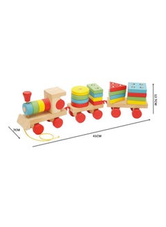 Alostoura Colorful Classic Train Shaped Wooden Geometric Shape Sorter Play Set For Kids 41x12.7x7cm  - Image 3