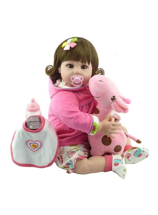 ametoys - Realistic Reborn Lifelike Toddler Baby With Cute Giraffe Plush Toy Set For Children 49x14x20cm - Image 1