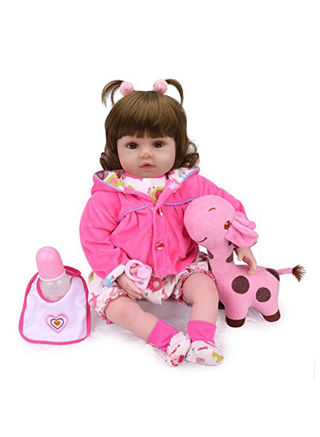 ametoys - Realistic Reborn Lifelike Toddler Baby With Cute Giraffe Plush Toy Set For Children 49x14x20cm - Image 1