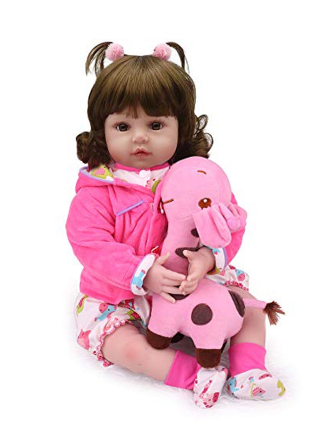 ametoys - Realistic Reborn Lifelike Toddler Baby With Cute Giraffe Plush Toy Set For Children 49x14x20cm - Image 1