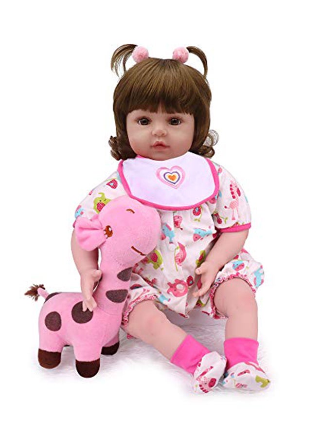 ametoys - Realistic Reborn Lifelike Toddler Baby With Cute Giraffe Plush Toy Set For Children 49x14x20cm - Image 1