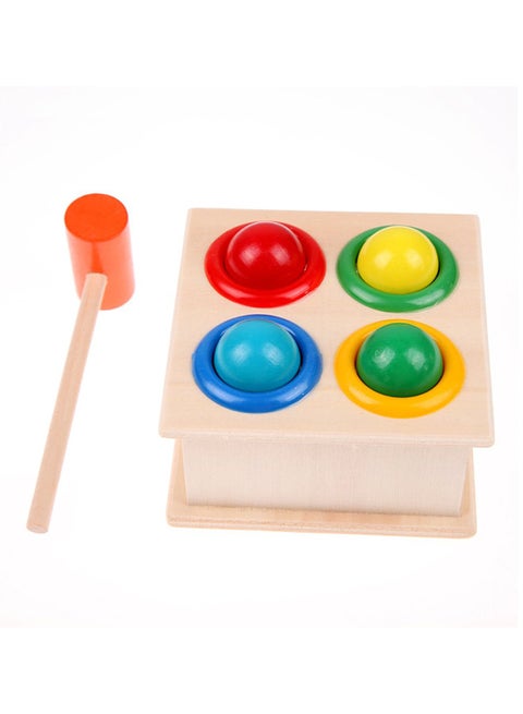 Wooden Hammering Game Box With Balls Sturdy, Durable Multicolored Toy For Kids