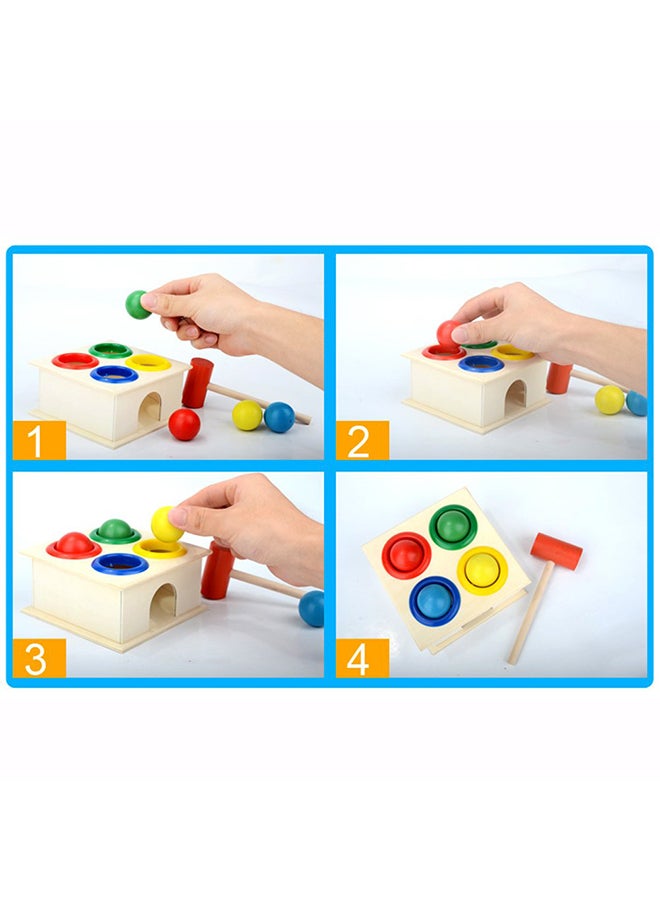 Wooden Hammering Game Box With Balls Sturdy, Durable Multicolored Toy For Kids