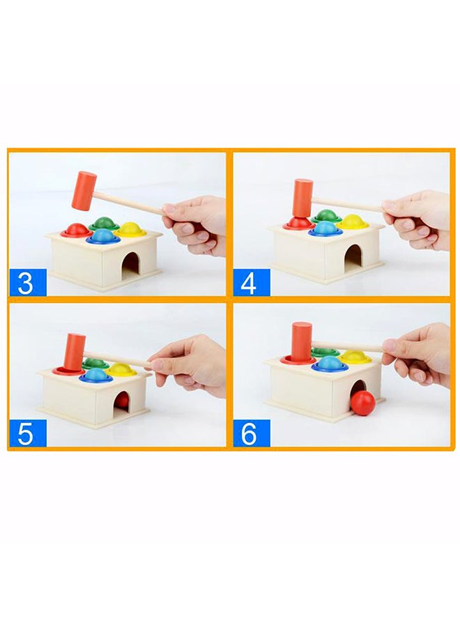 Wooden Hammering Game Box With Balls Sturdy, Durable Multicolored Toy For Kids