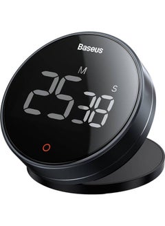 Digital Rotation Countdown Kitchen Timer with Magnetic Holder and 3 Non-Slip Pads, Kitchen Alarm Clock LCD Screen, Timer Egg Timer, Ideal for Cooking, Baking, Studying, etc. Dark Grey 81x31.2mm