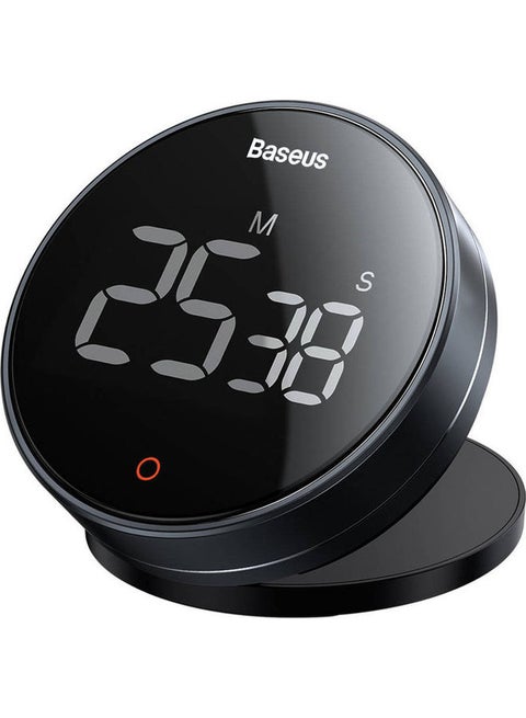 Digital Rotation Countdown Kitchen Timer with Magnetic Holder and 3 Non-Slip Pads, Kitchen Alarm Clock LCD Screen, Timer Egg Timer, Ideal for Cooking, Baking, Studying, etc. Dark Grey 81x31.2mm