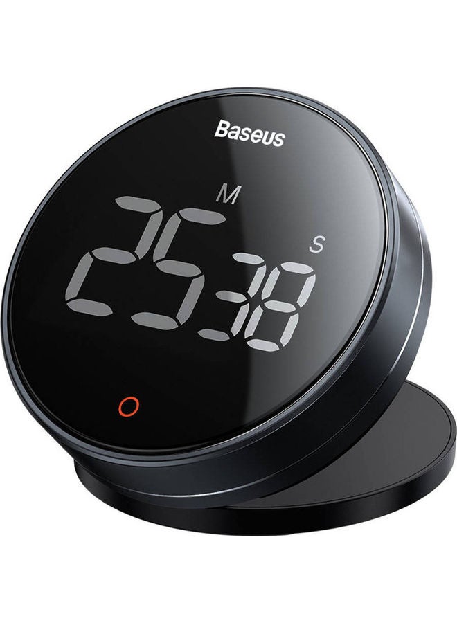 Baseus - Digital Rotation Countdown Kitchen Timer with Magnetic Holder and 3 Non-Slip Pads, Kitchen Alarm Clock LCD Screen, Timer Egg Timer, Ideal for Cooking, Baking, Studying, etc. Dark Grey 81x31.2mm - Image 1