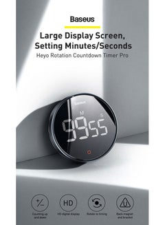 Baseus Digital Rotation Countdown Kitchen Timer with Magnetic Holder and 3 Non-Slip Pads, Kitchen Alarm Clock LCD Screen, Timer Egg Timer, Ideal for Cooking, Baking, Studying, etc. Dark Grey 81x31.2mm  - Image 2