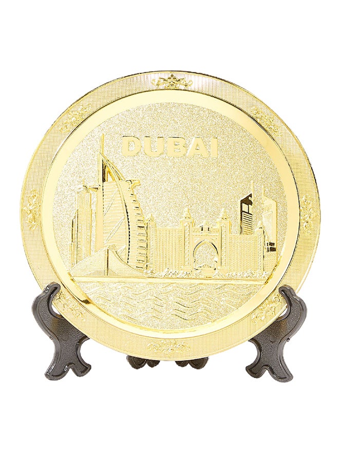 Al Jaber Dubai Monument Printed Plate With Stand Gold/Black - Image 1