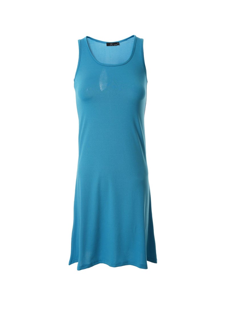 Aila Women's Casual Polyester Blend Sleeveless Mini Tank Knit Dress With Scoop Neck 31 Steel Blue  - Image 1