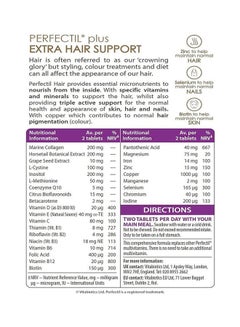 Pack Of 60 Perfectil Hair Extra Support Supplement Tablets - v1635260402/N51577162A_3