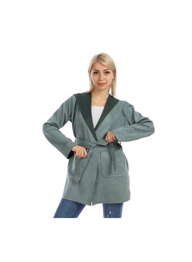 Caesar Casual Long Chamois  Sweat Shirt With Hood Light Green  - Image 1