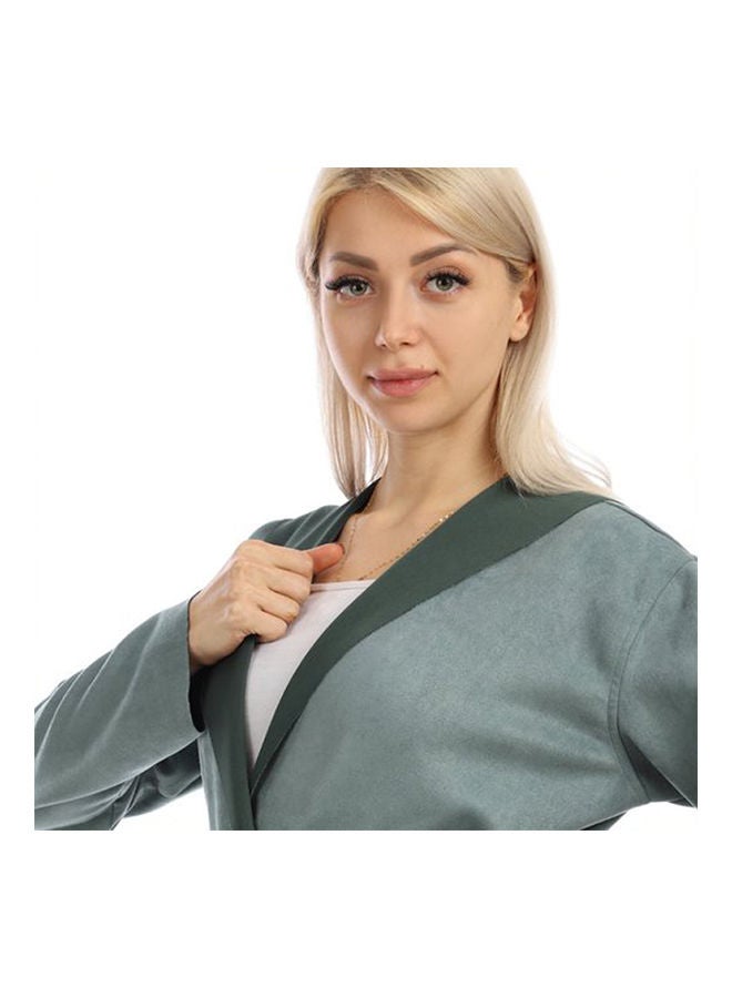 Caesar Casual Long Chamois  Sweat Shirt With Hood Light Green  - Image 2