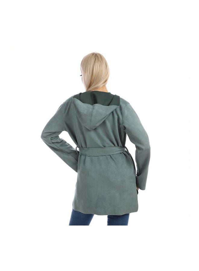 Caesar Casual Long Chamois  Sweat Shirt With Hood Light Green  - Image 4