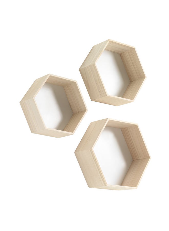 JYSK 3-Piece Wall Shelves Set Beige/Brown 39x34x15centimeter - Image 1