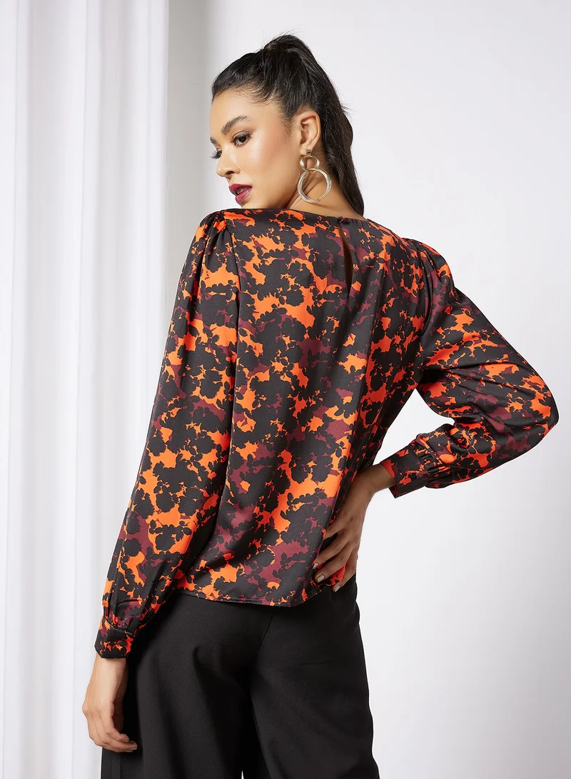 VERO MODA Printed Balloon Sleeve Blouse Multicolour