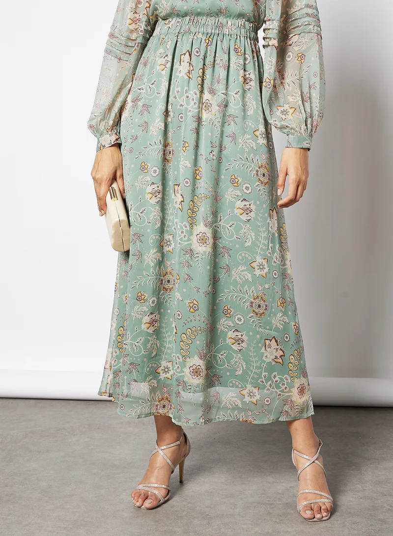 آي.سينري Floral Pleated Blouse Green