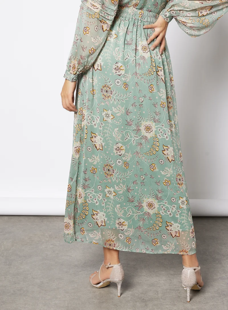 آي.سينري Floral Pleated Blouse Green