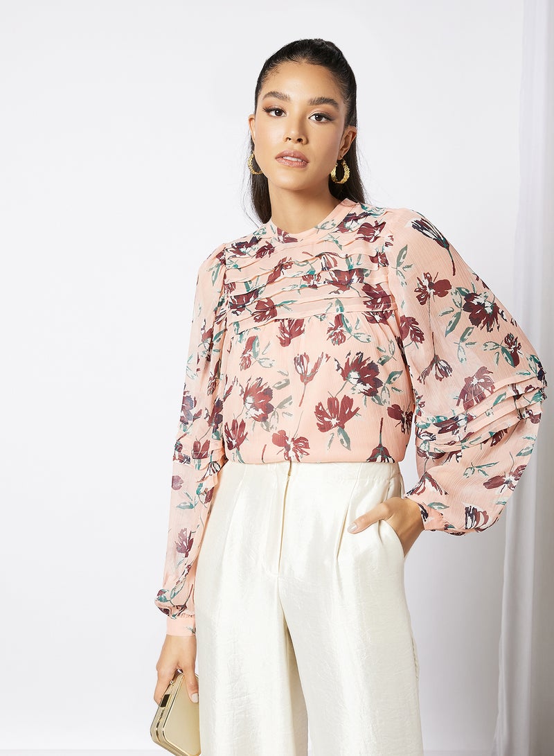 I.Scenery - Floral Print Top Light Pink - Image 1