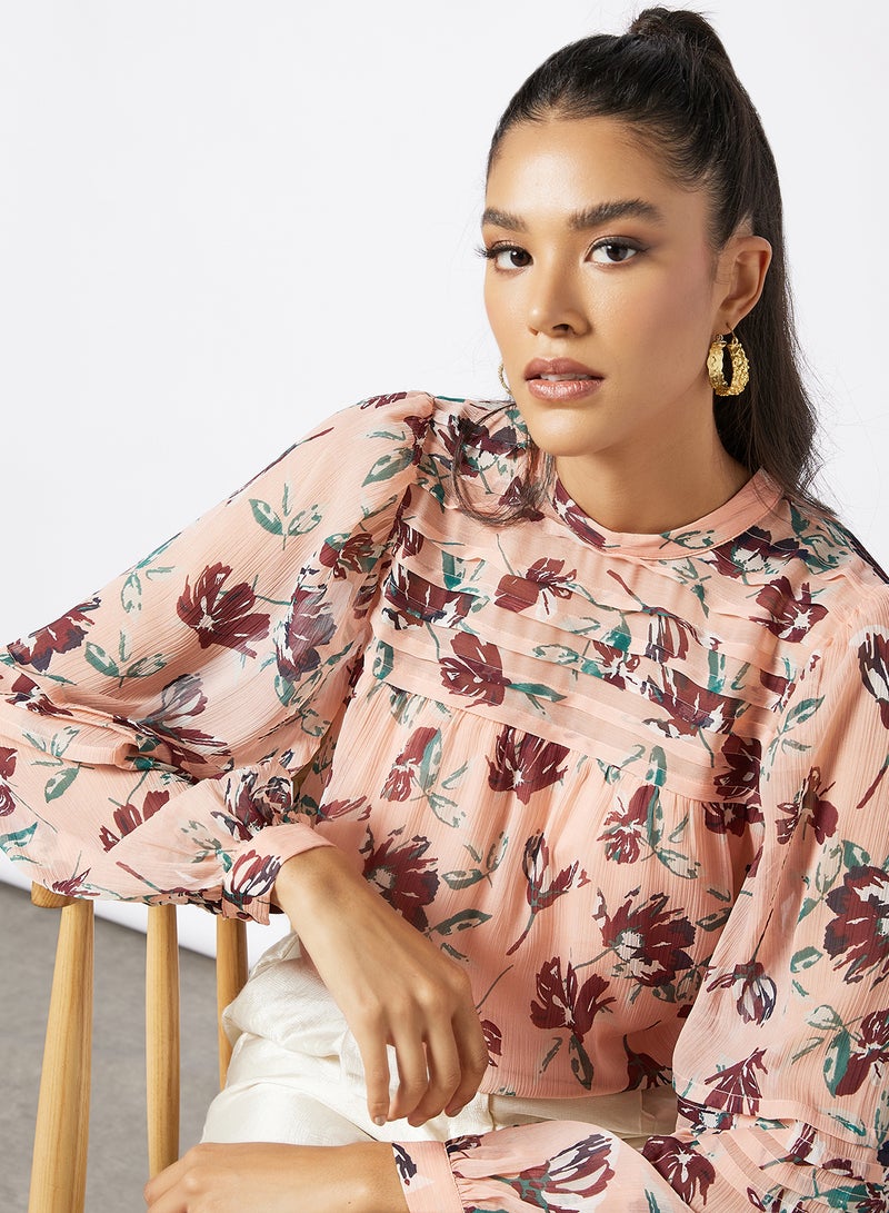 I.Scenery - Floral Print Top Light Pink - Image 1