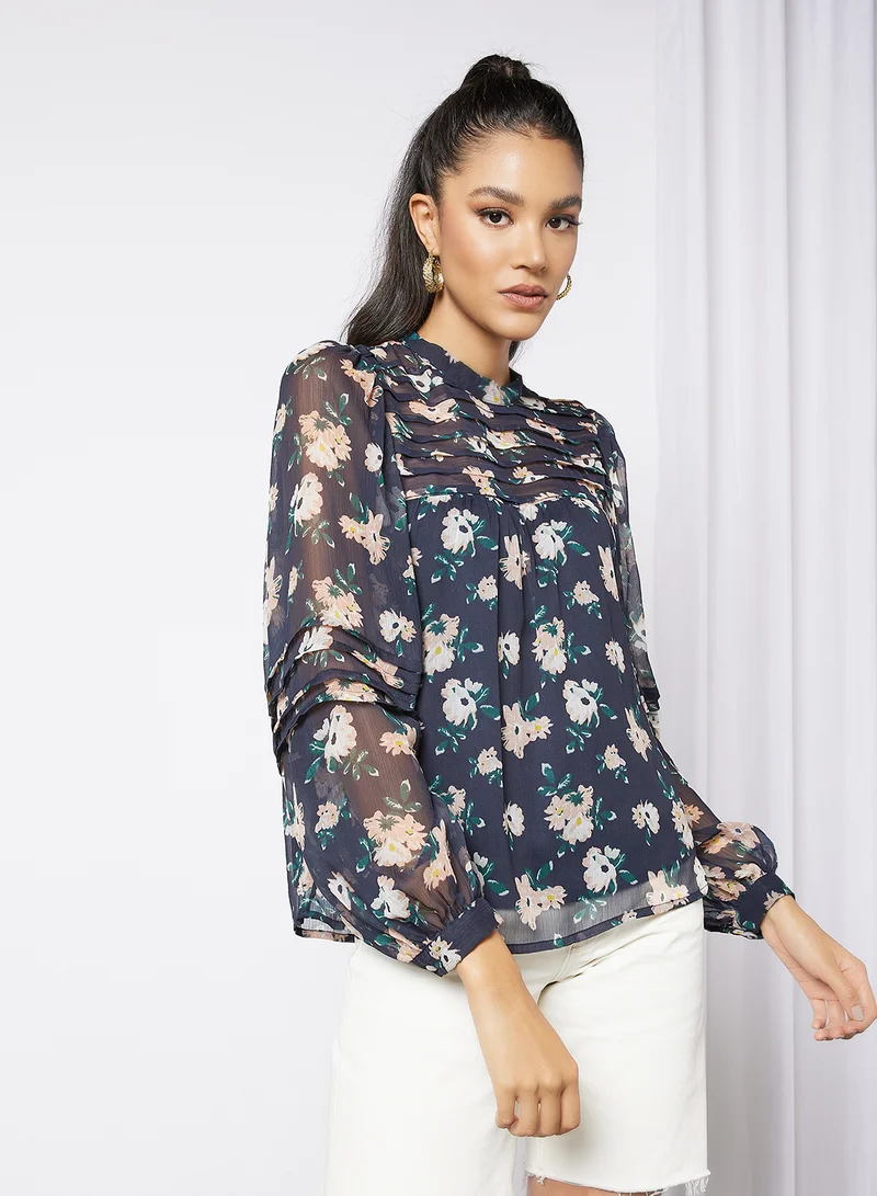 I.Scenery Floral Print Top