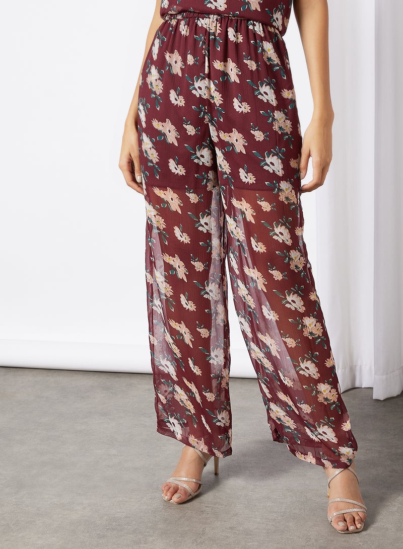 I.Scenery - Floral Print Trousers Red - Image 1