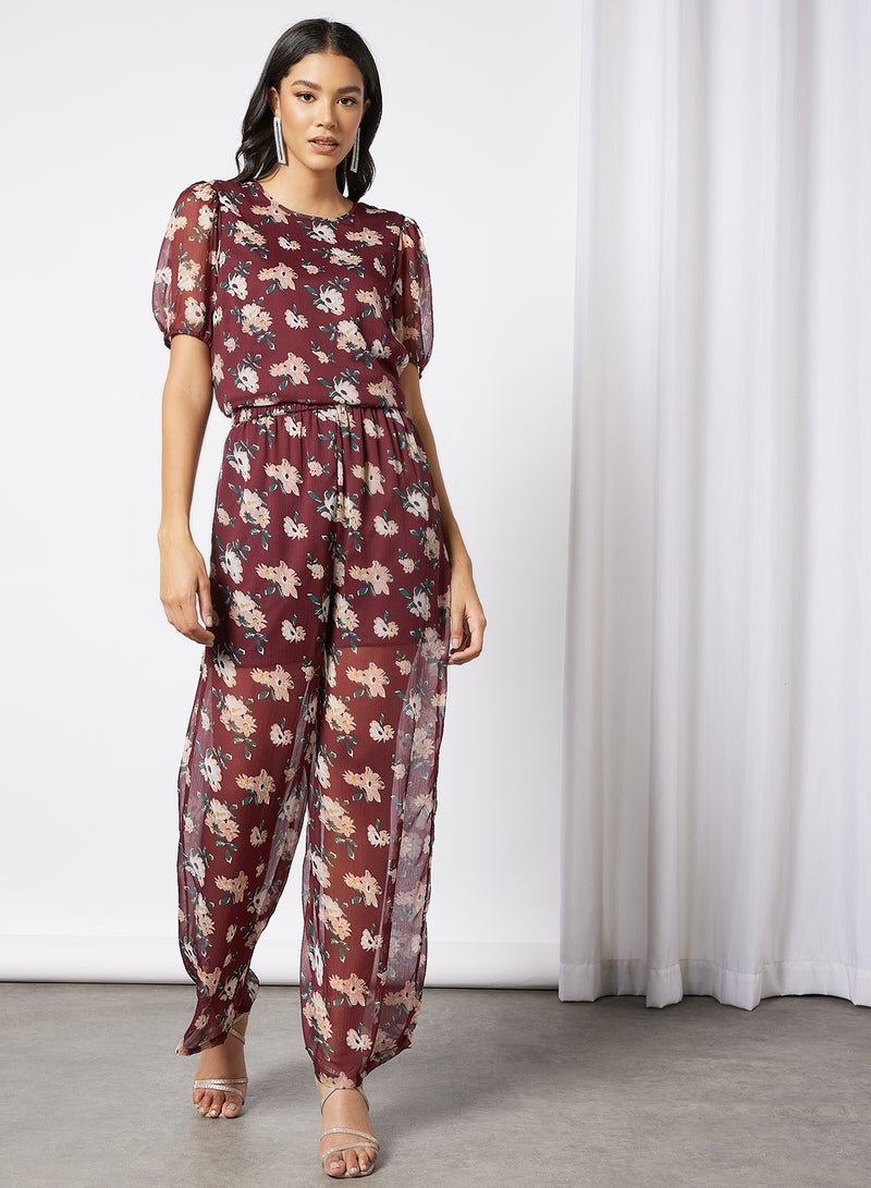 I.Scenery - Floral Print Trousers Red - Image 1