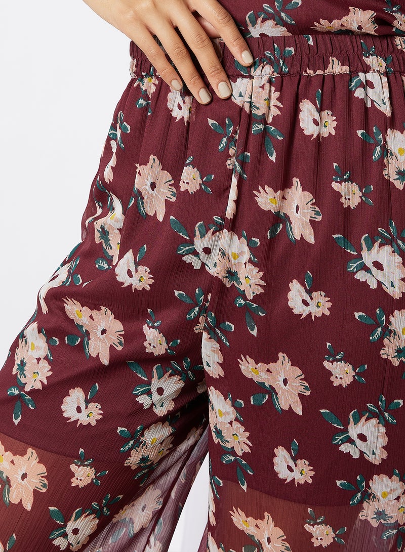 I.Scenery - Floral Print Trousers Red - Image 1