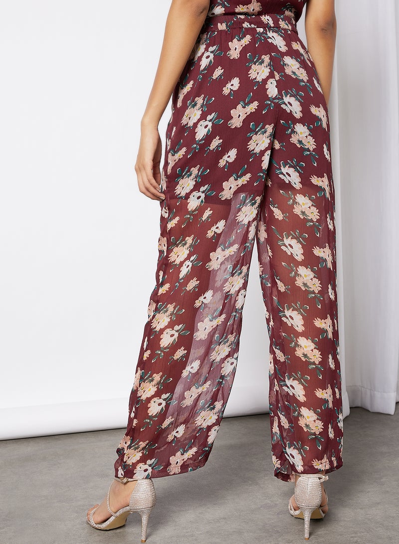 I.Scenery - Floral Print Trousers Red - Image 1