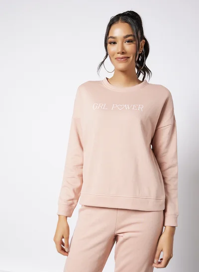 I.Scenery Graphic Sweatshirt Pink