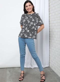 OFFROAD Printed Round Neck Short Sleeve Blouse Multicolour  - Image 4