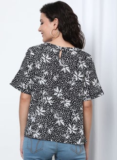 OFFROAD Printed Round Neck Short Sleeve Blouse Multicolour  - Image 2