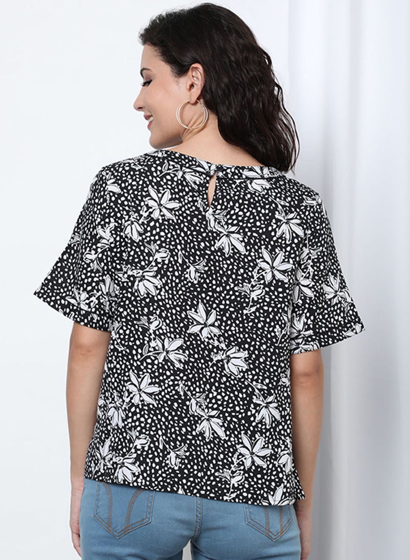 OFFROAD Printed Round Neck Short Sleeve Blouse Multicolour  - Image 2