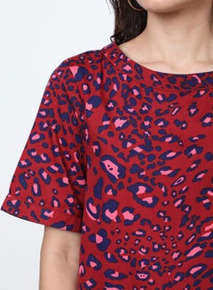 OFFROAD Floral Round Neck Long Sleeve Blouse Aop Red  - Image 5