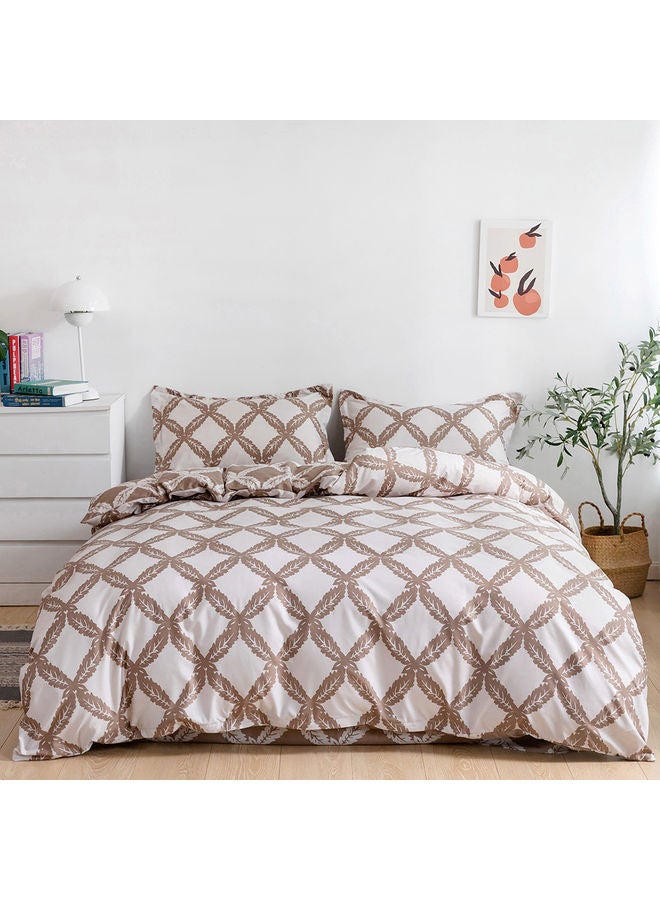 RISHAHOME 4-Piece Single Size Duvet Cover Set Microfiber Multicolour  - Image 1