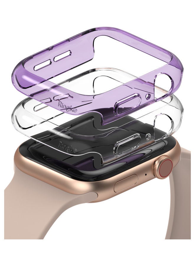 Ringke Pack Of 2 Full Coverage Slim Case for Apple Watch 40mm Series 6 Series 5  4 / SE 40mm Clear/Purple - Image 1