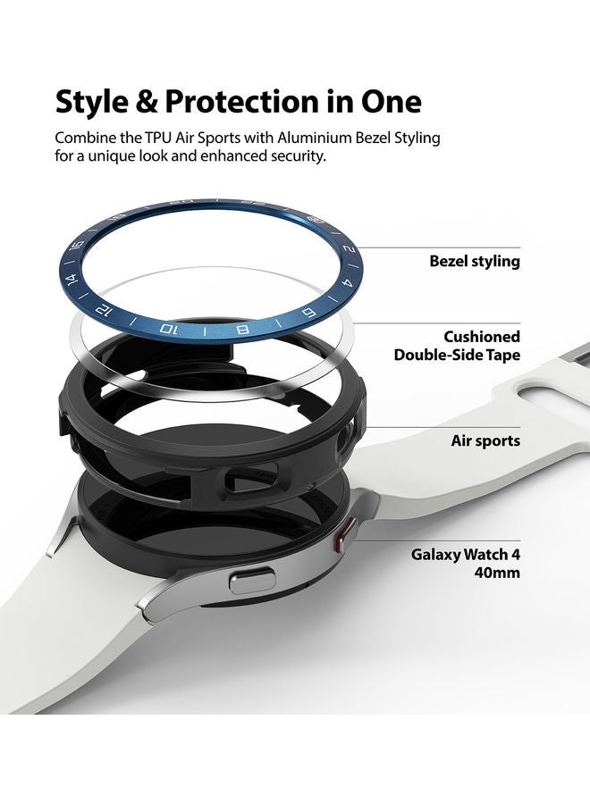 Ringke Air Sports Case and Bezel Ring With Adhesive for Galaxy Watch 4 40mm Black/Blue - Image 2