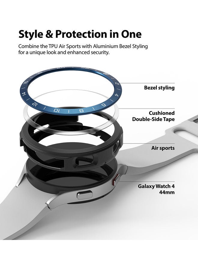 Ringke Air Sports Case and Bezel Ring With Adhesive for Galaxy Watch 4 44mm Black/Blue  - Image 2