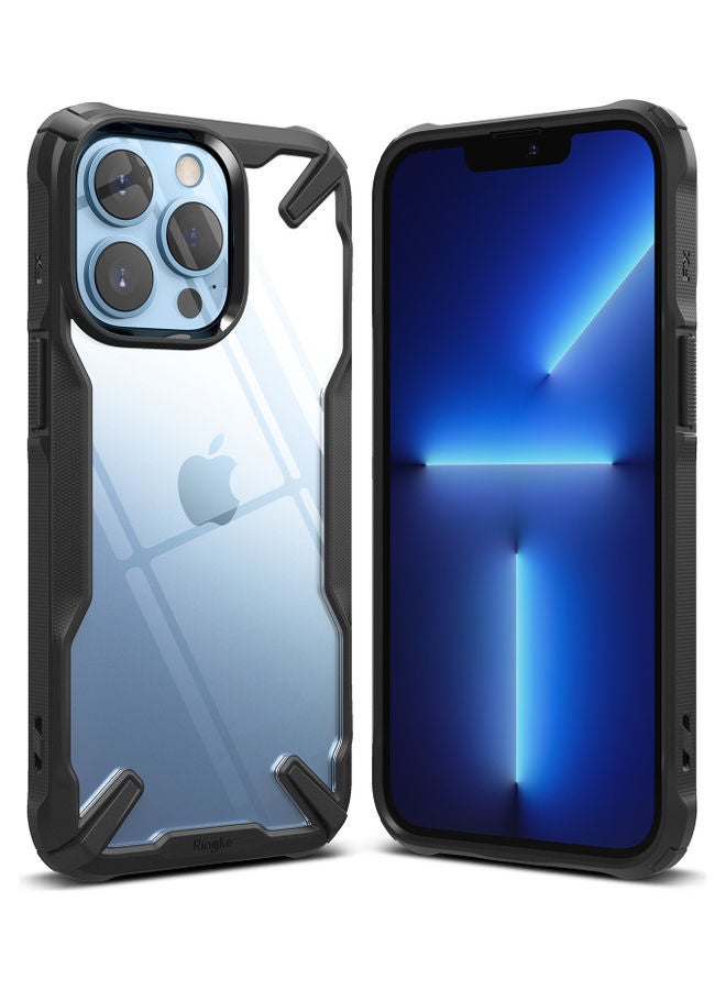 Ringke Hard Fusion-X Ergonomic Transparent Shock Absorption TPU Bumper Cover for iPhone 13 Pro Black - Image 1
