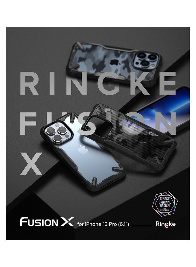 Ringke Hard Fusion-X Ergonomic Transparent Shock Absorption TPU Bumper Cover for iPhone 13 Pro Black - Image 4