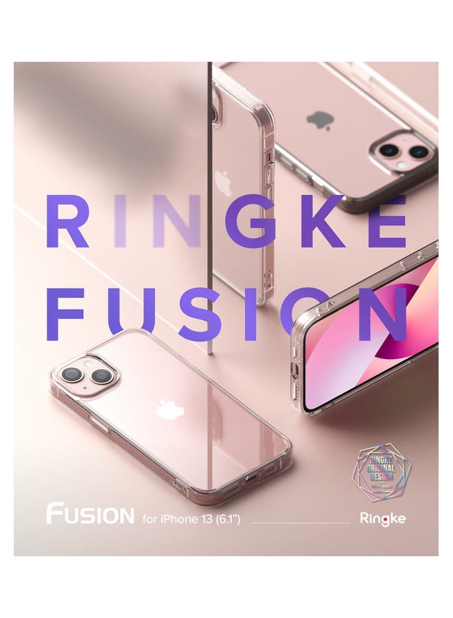 Ringke Shock Proof Transparent Tough Impact Alleviation Technology Raised Bezel Fusion Cover for iPhone 13 Smoke Black - Image 5