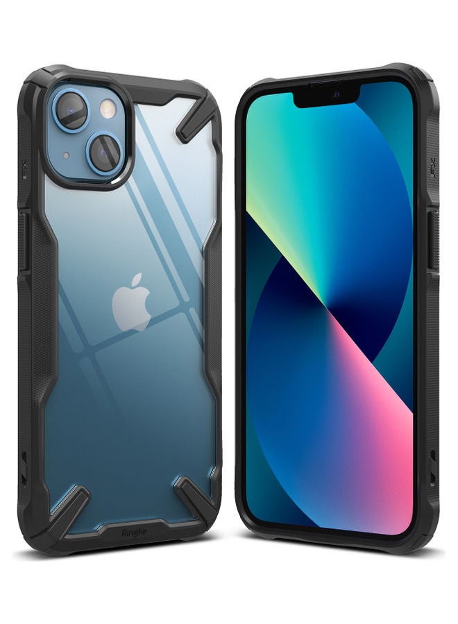 Ringke - Hard Fusion-X Ergonomic Transparent Shock Absorption TPU Bumper Cover for iPhone 13 Black - Image 1