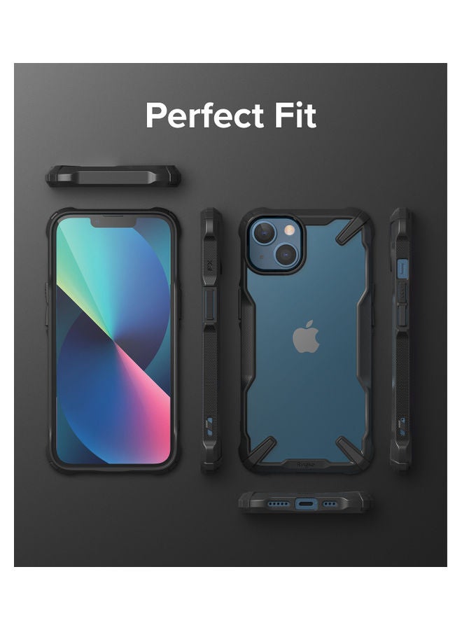 Ringke - Hard Fusion-X Ergonomic Transparent Shock Absorption TPU Bumper Cover for iPhone 13 Black - Image 1